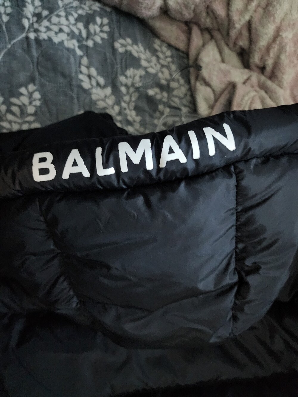 Balmain Black Quilted Hooded Puffer Jacket with Silver Hardware